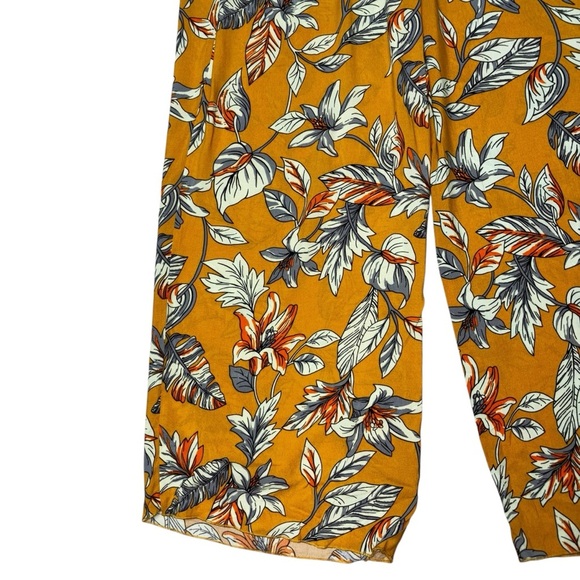 Breeze Ever Women’s L Large Wide Leg Pants Floral Tropical Elastic Waist Belt - Picture 3 of 8